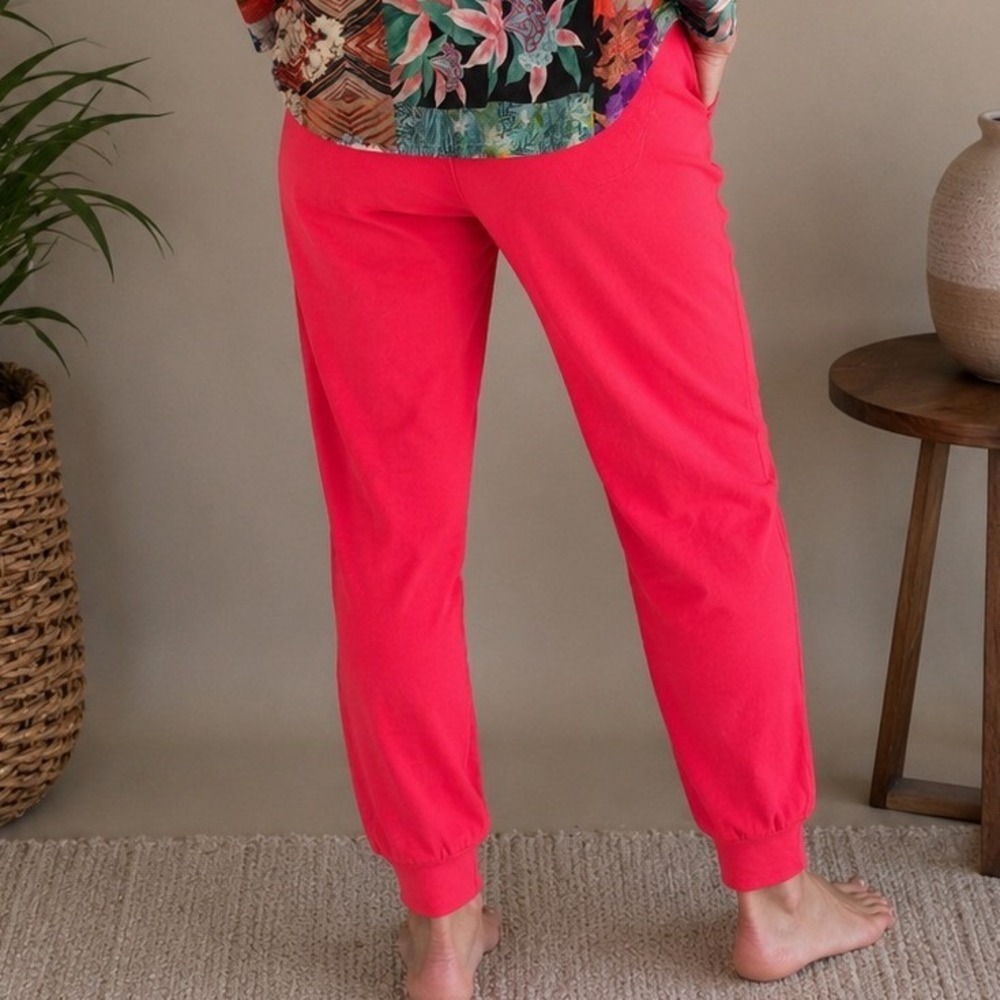 Johnny Was Los Angeles Jogger Pants S Red Stretch Loungewear Casual Chic Soft